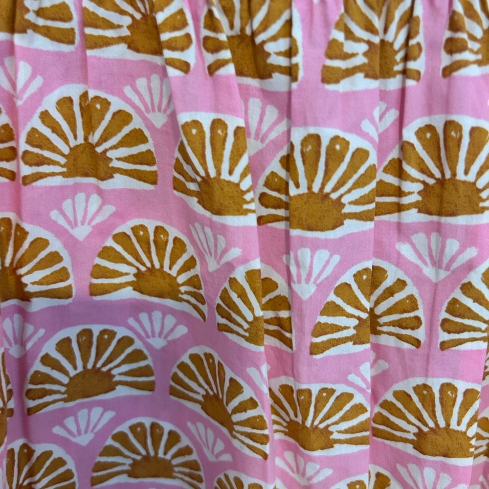 NWT J. Crew Pink Short-Sleeve Cotton Top with Gold Fan Print Summer Size M - Picture 3 of 6